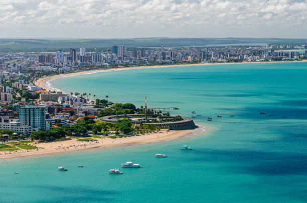 Joao Pessoa, Paraiba, Brazil on March 19, 2009. Aerial view of the city showing the beaches of Tambau and Manaira